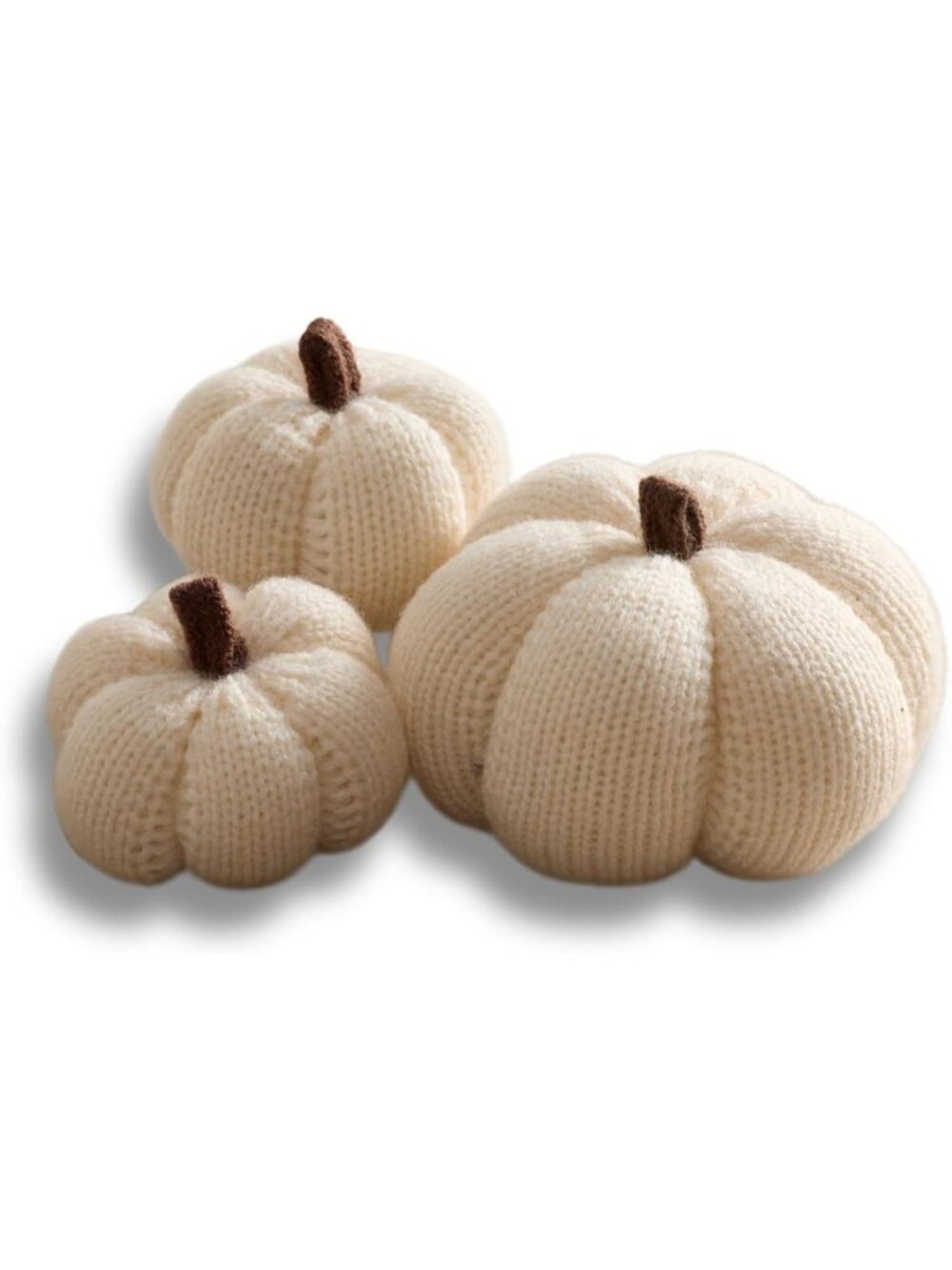 Knit Pumpkins Cozy Home Bowl Décor Shelf Accent Snowdrop Multi-sized Set of 3